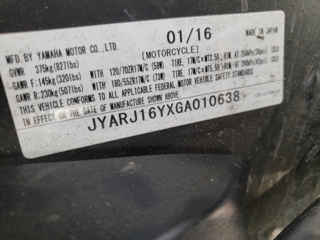 2016 YAMAHA YZFR6 C JYARJ16YXGA010638