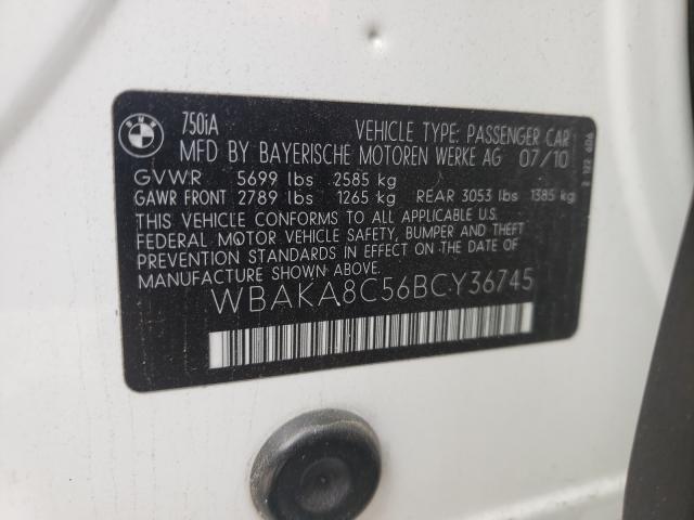 2011 BMW 750 WBAKA8C56BCY36745
