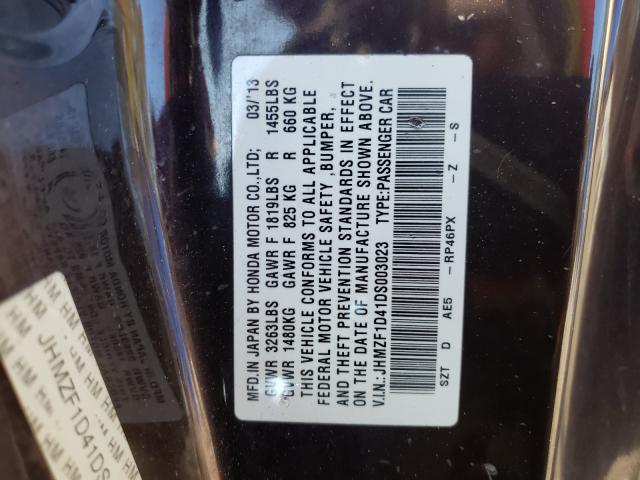 2013 HONDA CR-Z JHMZF1D41DS003023
