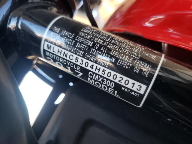 2017 HONDA CMX300 MLHNC5304H5002013