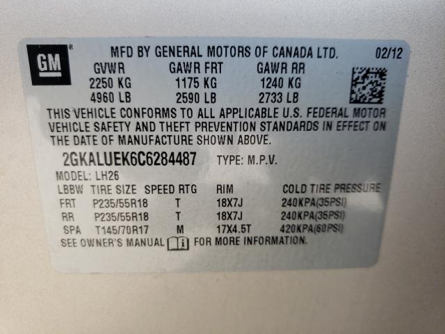 2012 GMC TERRAIN 2GKALUEK6C6284487