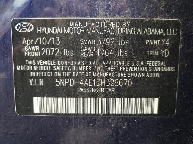 2013 HYUNDAI ELANTRA/GL 5NPDH4AE1DH326670