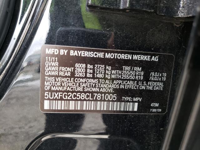 2012 BMW X6 XDRIVE3 5UXFG2C58CL781005