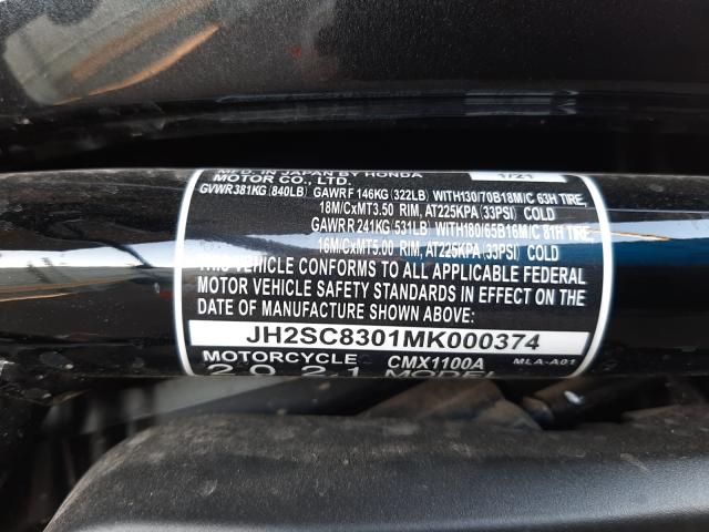 2021 HONDA CMX1100 A JH2SC8301MK000374
