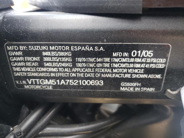 2005 SUZUKI GS500 FK VTTGM51A752100693