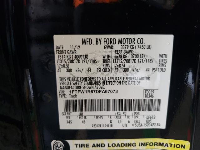 2013 FORD F150 SVT R 1FTFW1R67DFA67073