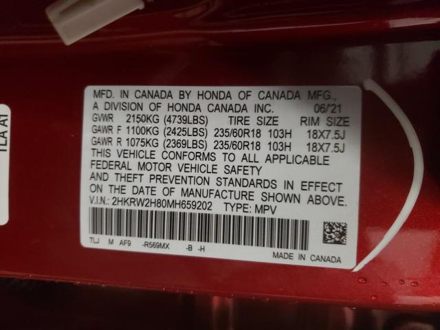2021 HONDA CR-V EX-L 2HKRW2H80MH659202