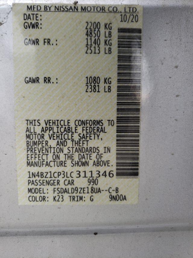 2020 NISSAN LEAF SV PL 1N4BZ1CP3LC311346