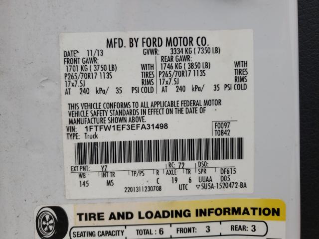 2014 FORD F150 2WD 1FTFW1EF3EFA31498
