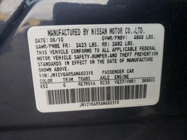 2010 INFINITI G37 JN1CV6AR5AM460315
