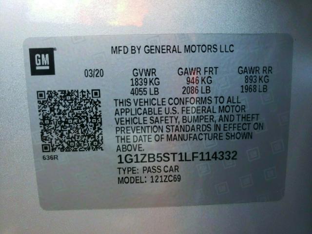 2020 CHEVROLET MALIBU ALL 1G1ZB5ST1LF114332