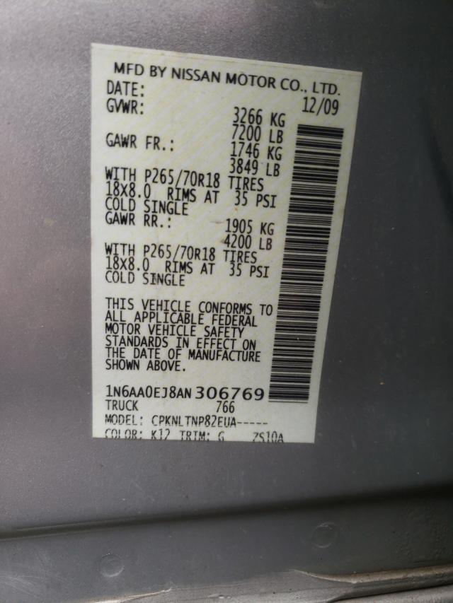 2010 NISSAN TITAN XE 1N6AA0EJ8AN306769
