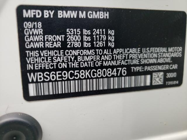2019 BMW M6 GRAN CO WBS6E9C58KG808476