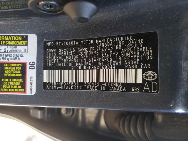 2016 TOYOTA COROLLA L - 2T1BURHE8GC669344