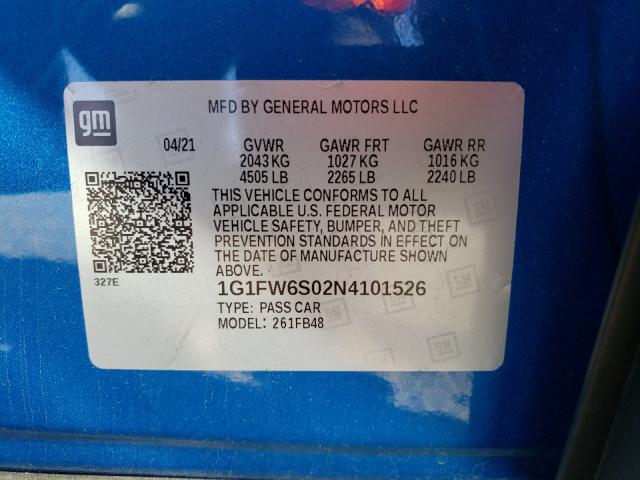 2022 CHEVROLET BOLT EV 1L 1G1FW6S02N4101526