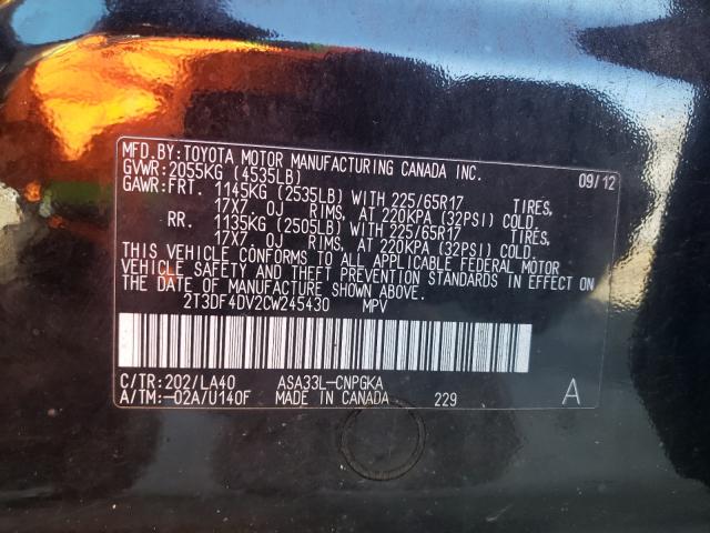 2012 TOYOTA RAV4 LIMIT 2T3DF4DV2CW245430