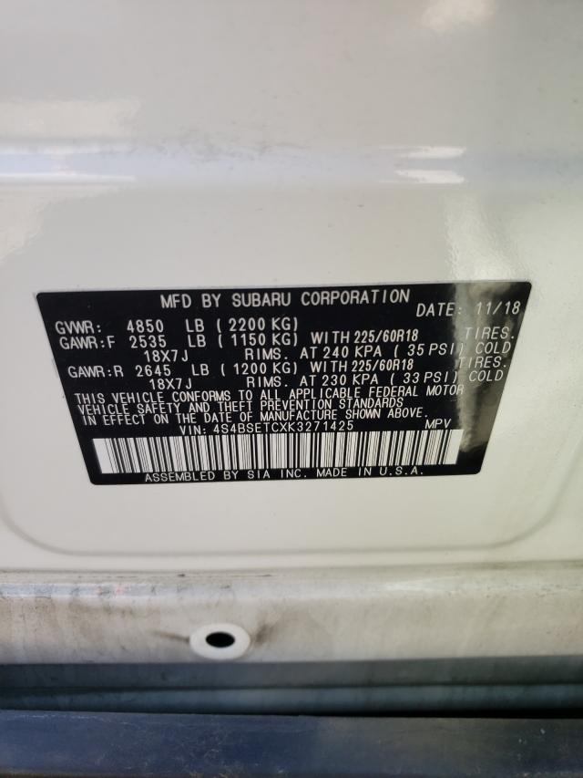 2019 SUBARU OUTBACK TO 4S4BSETCXK3271425