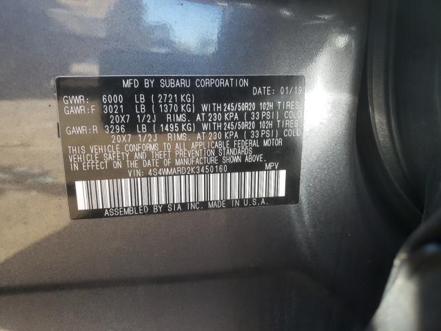 2019 SUBARU ASCENT TOU 4S4WMARD2K3450160