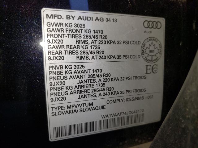 VIN WA1VAAF74JD042172 2018 Audi Q7, Prestige no.10