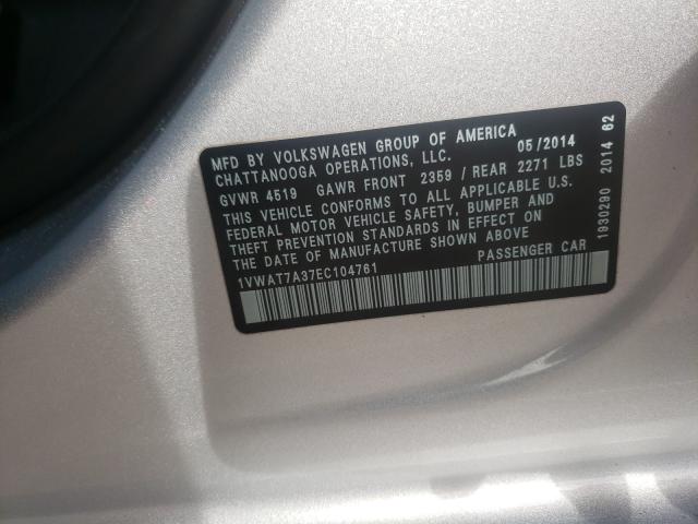 2014 VOLKSWAGEN PASSAT 1VWAT7A37EC104761