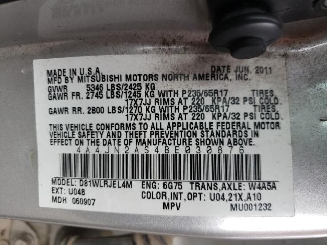 2011 MITSUBISHI ENDEAVOR L 4A4JN2AS4BE030876