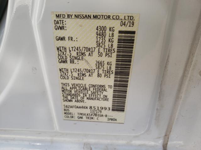 2019 NISSAN NV 3500 5BZAF0AA4KN851993