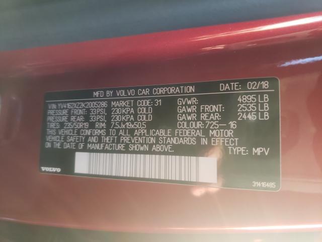2019 VOLVO XC40 T5 MO YV4162XZ2K2005286