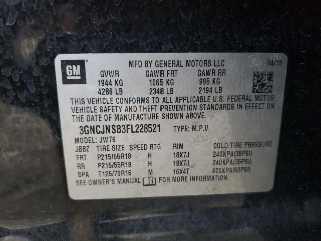 2015 CHEVROLET TRAX LTZ 3GNCJNSB3FL228521
