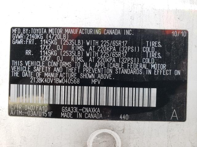 2011 TOYOTA RAV4 AUTOM 2T3BK4DV1BW040568
