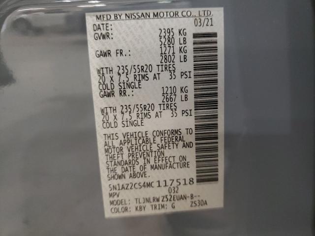 2021 NISSAN MURANO SL 5N1AZ2CS4MC117518