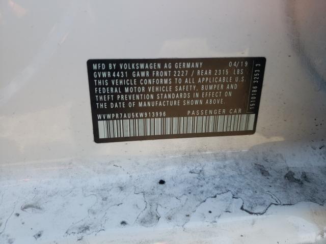2019 VOLKSWAGEN E-GOLF SEL WVWPR7AU5KW913996