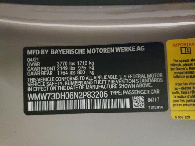 2022 MINI COOPER JOH WMW73DH06N2P83206