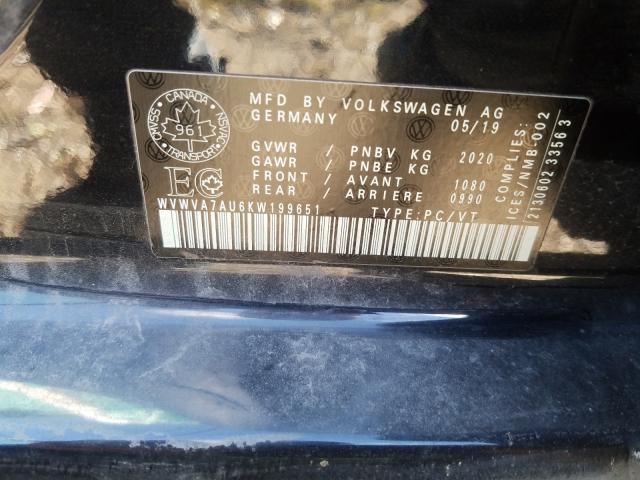 2019 VOLKSWAGEN GOLF R WVWVA7AU6KW199651