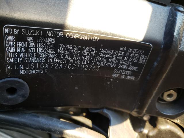 2012 SUZUKI GSX1300 R JS1GX72A7C2102763