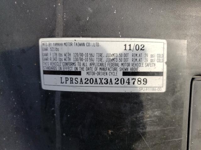 2003 YAMAHA YW50 AP ZU LPRSA20AX3A204789