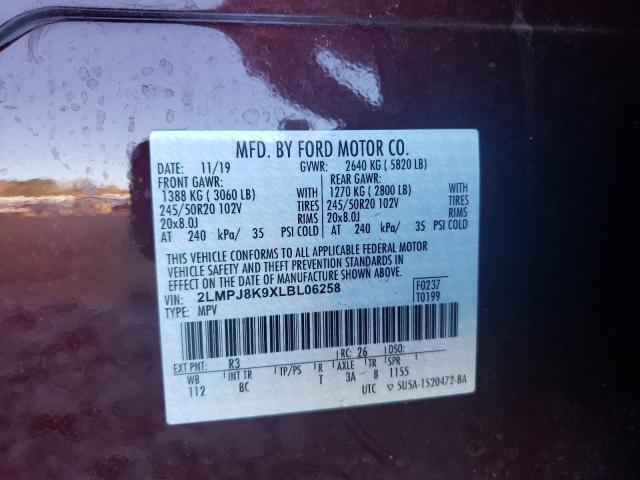 2020 LINCOLN NAUTILUS R 2LMPJ8K9XLBL06258