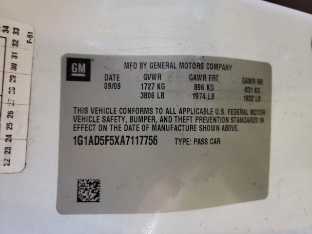2010 CHEVROLET COBALT 1LT 1G1AD5F5XA7117756