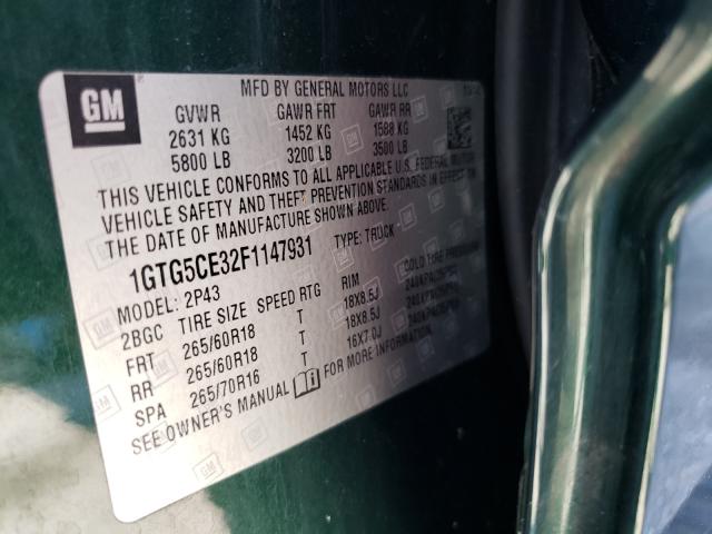 2015 GMC CANYON SLT 1GTG5CE32F1147931