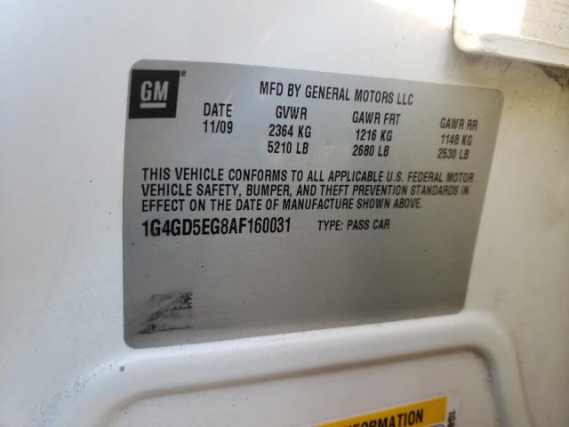 2010 BUICK LACROSSE C 1G4GD5EG8AF160031