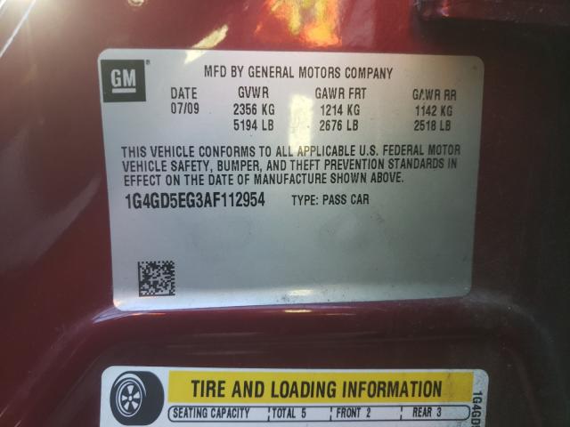 2010 BUICK LACROSSE C 1G4GD5EG3AF112954