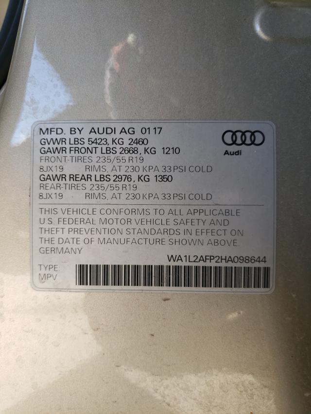 VIN WA1L2AFP2HA098644 2017 Audi Q5, Premium Plus no.10