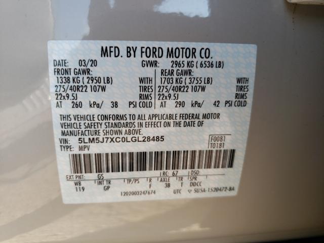 2020 LINCOLN AVIATOR 5LM5J7XC0LGL28485