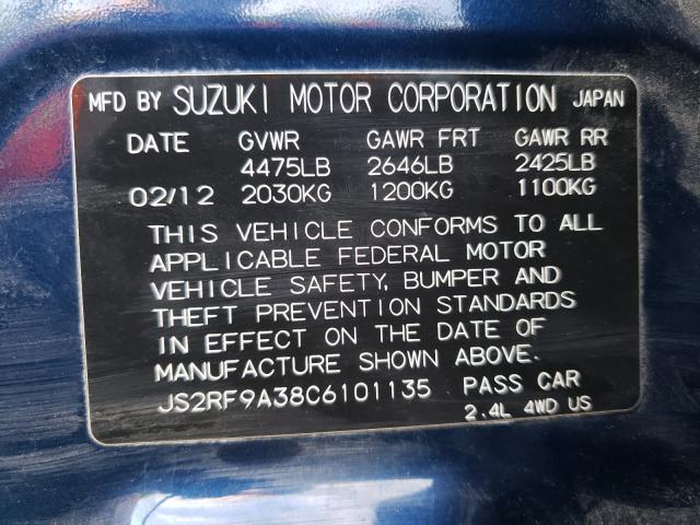 2012 SUZUKI KIZASHI SE JS2RF9A38C6101135