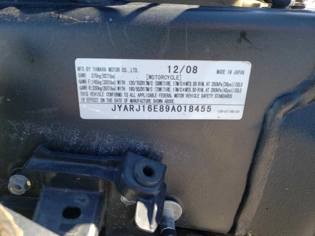 2009 YAMAHA YZFR6 JYARJ16E89A018455