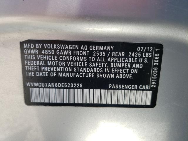 2013 VOLKSWAGEN CC VR6 4MO WVWGU7AN6DE523229