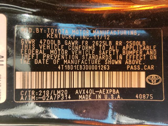 2013 TOYOTA AVALON HYB 4T1BD1EB3DU001263