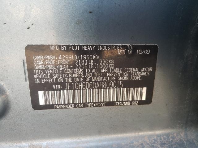 2010 SUBARU IMPREZA OU JF1GH6D60AH809015