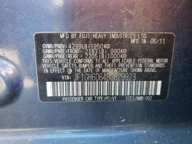 2011 SUBARU IMPREZA OU JF1GH6D64BG829923