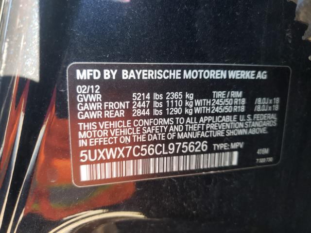 2012 BMW X3 XDRIVE3 5UXWX7C56CL975626