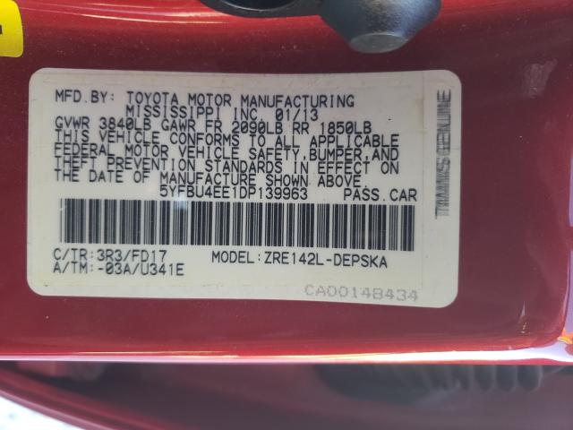 2013 TOYOTA COROLLA S 5YFBU4EE1DP139963